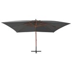 vidaXL Parasol en porte-à-faux avec mât en bois 400x300 cm Anthracite