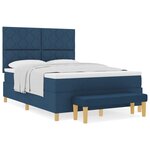 vidaXL Lit à Ressorts avec Matelas & Banc Bleu 140x190 cm Tissu