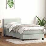 vidaXL Sommier à lattes de lit et matelas gris clair 90x210 cm velours