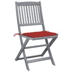 vidaXL Chaises pliables d'extérieur lot de 6 et coussins Bois d'acacia