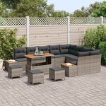 vidaXL Ensemble de canapé de jardin 13 Pièces Gris Poly rotin