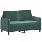 vidaXL Canapé 2 places avec oreillers vert foncé 120 cm velours