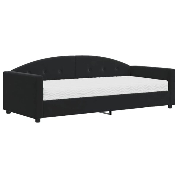vidaXL Lit de jour avec matelas noir 90x200 cm velours