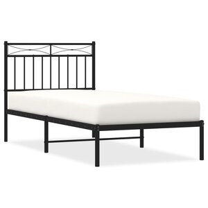 vidaXL Cadre de lit métal sans matelas avec tête de lit noir 90x200 cm