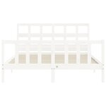 vidaXL Cadre de lit avec tête de lit blanc King Size bois massif