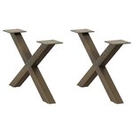vidaXL Pieds de table basse en forme de X  2 pièces  acier naturel  50 x (30-31) cm