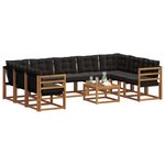 vidaXL Ensemble de canapés d'extérieur 10 Pièces Naturel et Noir
