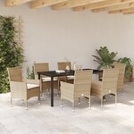 vidaXL Ensemble de jardin 7 pièces avec coussins beige en poly rattan
