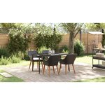 vidaXL Ensemble de salle à manger pour jardin 5 Pièces Noir polyrotin