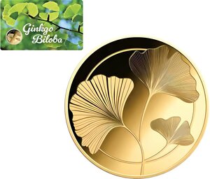 Pièce de monnaie en Or 3000 Francs g 0.031 (1/1000 oz) Millésime Gold Gift GINKGO BILOBA 1/1000