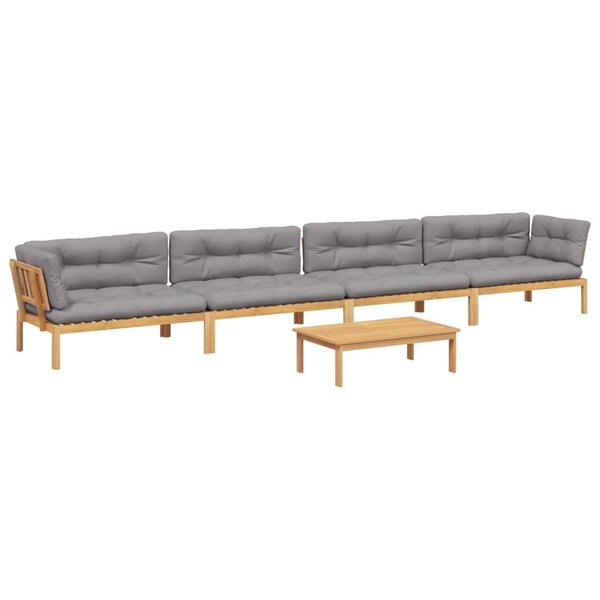 vidaXL Salon palette de jardin avec coussins 5Pièces bois d'acacia massif