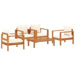 vidaXL Salon de jardin avec coussins 5 Pièces Bois d'acacia solide
