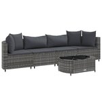 vidaXL Salon de jardin 5 Pièces avec coussins gris résine tressée