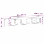 vidaXL Porte-manteau mural Blanc 60 x 10.5 x 10.5 cm Bois d'ingénierie