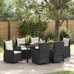 vidaXL Ensemble de salle à manger pour jardin 7 Pièces Noir polyrotin