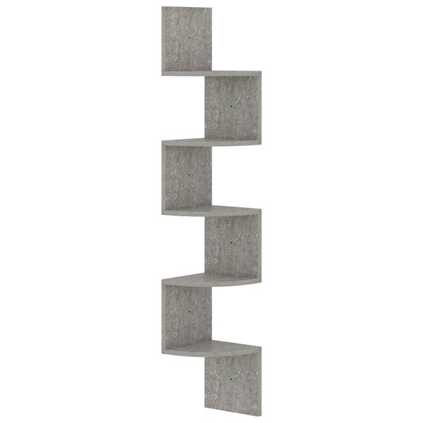 vidaXL Étagère d'angle murale gris béton 19x19x123cm bois d'ingénierie