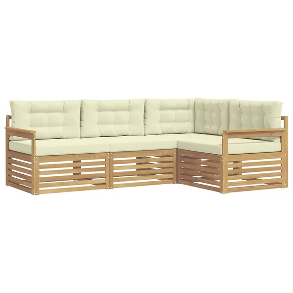 vidaXL Ensemble de canapés d'extérieur 5 Pièces Blanc et crème Polyester