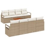vidaXL Ensemble de Canapé de Jardin 9 Pièces avec Coussins Beiges en Rotin Poly Acacia