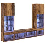 vidaXL Unités murales TV avec LED 5 Pièces Bois ancien Bois d'ingénierie