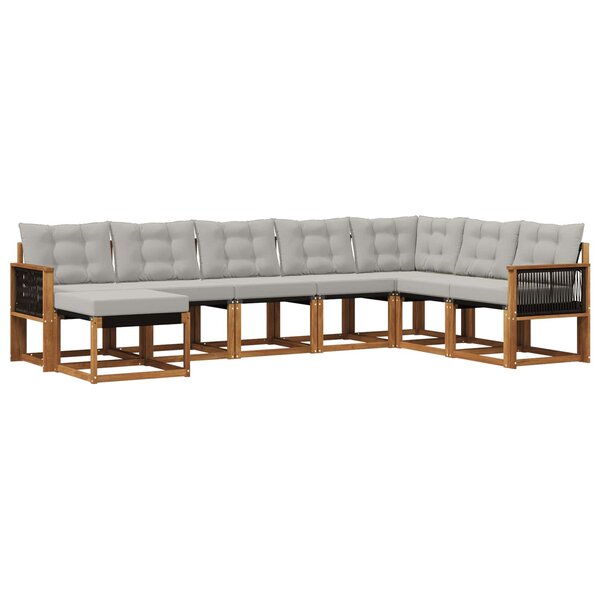 vidaXL Ensemble de canapés d'extérieur 8 pc Naturel et Gris clair