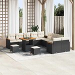 vidaXL Ensemble de canapé de jardin 13 Pièces Noir polyrotin