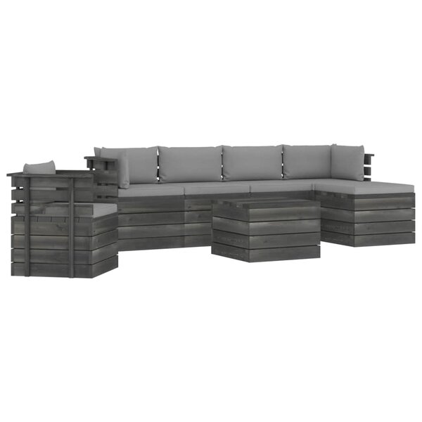 vidaXL Salon palette de jardin 7 Pièces avec coussins Bois de pin massif