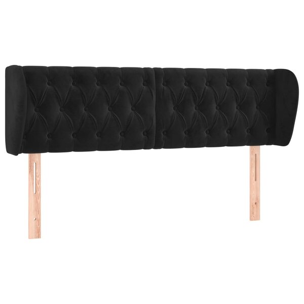 vidaXL Tête de lit avec oreilles Noir 163x23x78/88 cm Velours