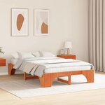 vidaXL Cadre de lit Brun cire 135 x 190 cm Pin massif