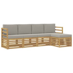 vidaXL Ensemble de canapés d'extérieur 5 Pièces Blanc et gris clair