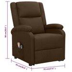 vidaXL Fauteuil de massage Marron foncé Tissu