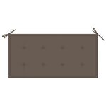 vidaXL Banc de jardin avec coussin taupe 112 cm Bois de teck massif