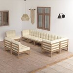 vidaXL Salon de jardin 9 Pièces avec coussins Bois de pin massif
