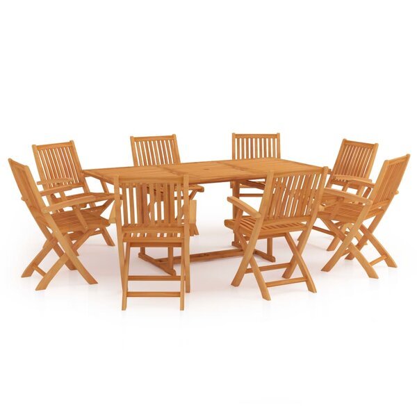 vidaXL Ensemble à manger de jardin 9 Pièces Bois de teck massif