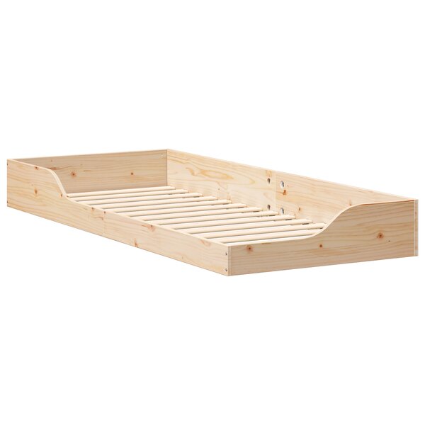 vidaXL Cadre de lit surélevé Marron 80 x 220 cm Bois massif en pin
