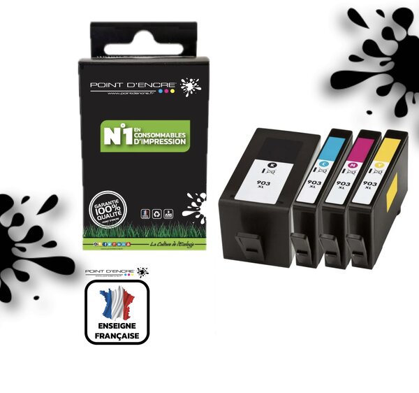 903XL - Pack de 4 Cartouches D'encre Noir/Cyan/Magenta/ Jaune - Grande capacité
