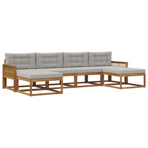 vidaXL Ensemble de canapés d'extérieur 6 pc Naturel et gris clair