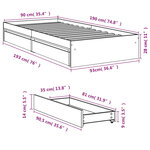 vidaXL Cadre de lit avec tiroirs sans matelas chêne sonoma 90x190 cm