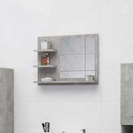 vidaXL Miroir de salle de bain gris béton 60x10 5x45cm bois ingénierie