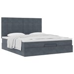 VidaXL Cadre de lit ottoman avec matelas gris foncé 160x200cm velours