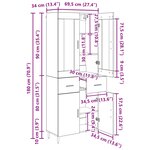 vidaXL Haut Armoire 2 Pièces Chêne artisanal Bois Aggloméré et Verre