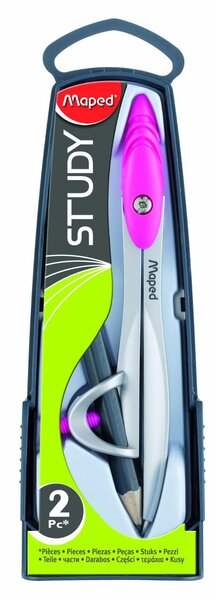 Coffret compas Study avec bague universelle et crayon couleur aléatoire MAPED