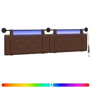 vidaXL Tête de lit suspendue Avec lumière LED Marron Simili cuir
