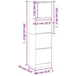 vidaXL Armoire à chaussures 4 tiroirs rabattables gris 60x42x204 cm
