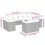 vidaXL Salon de jardin 11 Pièces avec coussins gris clair résine tressée
