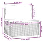 vidaXL Canapé central de jardin avec coussins gris résine tressée