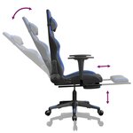 vidaXL Chaise de jeu de massage et repose-pied Noir et bleu Similicuir