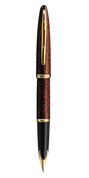 Waterman carène stylo plume  ambre  plume fine 18k  encre bleue  coffret cadeau