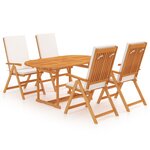 vidaXL Ensemble à manger de jardin 5 Pièces coussins Bois de teck massif