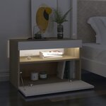 vidaXL Tables de chevet à LED 2 Pièces blanc et chêne sonoma 60x35x40 cm