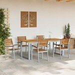 vidaXL Ensemble de salle à manger pour jardin 7 Pièces Gris et marron